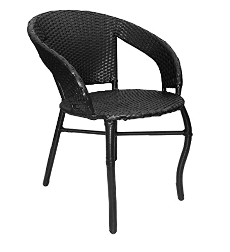 Image of Anaya Decor D-12 Chairs Table Set 4+1 Wicker Patio Furniture Sets 4 Chair and 1 Table for Garden Balcony Bedroom Powder Coated Frame Uv Protected Wicker (Black)