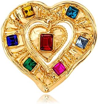 Heart Brooch Pin Gold Rhinestone Crystal Lapel Brooches for Women Girls Fashion Jewelry Gift