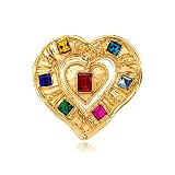 Heart Brooch Pin Gold Rhinestone Crystal Lapel Brooches for Women Girls Fashion Jewelry Gift