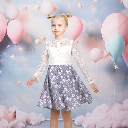 Sunny Fashion Girls Dress Green Floral Lace St Patrick Clover Party Long Sleeve3