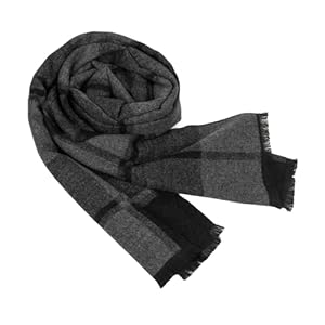 Mens Scarf Winter Plaid Scarf Cashmere Feel Warm-Shawl Long Tartan Scarves for Men Cold Weather