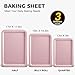 HONGBAKE Baking Sheet Pan Set, Cookie Sheet for Oven, Nonstick Bakeware Sets with Wider Grips, 3 Pack Half/Jelly Roll/Quarter Baking Tray, Premium, Dishwasher Safe-Pink