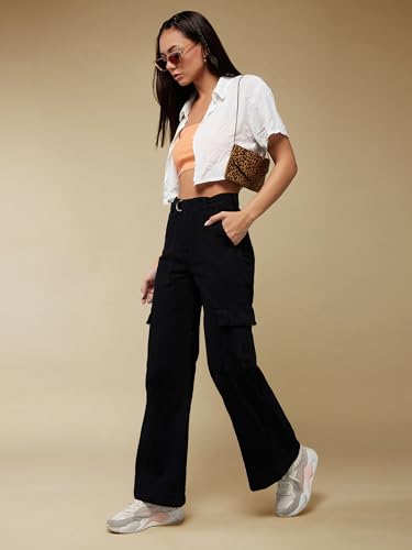 Image of Miss Chase Women's Wide-Leg High-Rise Regular-Length Stretchable Shaping Denim Jeans