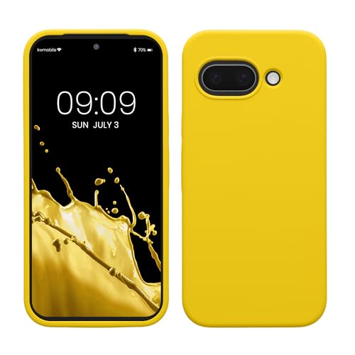kwmobile Case Compatible with Google Pixel 9a Case - TPU Silicone Phone Cover with Soft Finish - Radiant Yellow