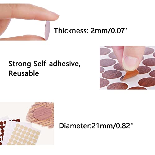 648 PCS 12 Color Self-Adhesive Hole Stickers PVC Caps Plastic Screw Free Sticker Waterproof Dustproof Wood Textured Cover 21mm/0.83" Dia for Wooden Furniture miniatura 2