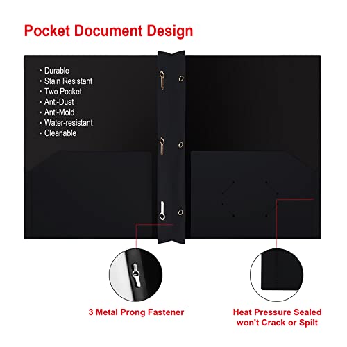 Comix 12 Pack Heavy Duty Black Plastic Folders, 2 Pocket Folders With Prongs, Poly File Plastics Bulk Folders With Fasteners (Black) #TOP2