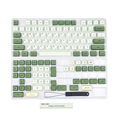 Matcha Dye Sub ZDA PBT Keycap Similar to XDA Japanese Korean Russian for MX Keyboard 104 87 61 Melody 96 KBD75 ID80 GK64 68 (Matcha Korean Base Kit)
