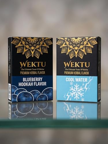 Image of WEKTU Premium Herbal Hookah Flavour, Blueberry and Cool Water, No Tobacco, No Nicotine, Pure Plant Extracts