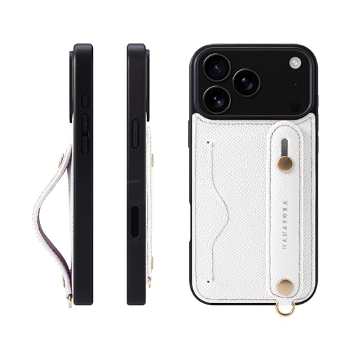 HANATORA for iPhone 17ProMax �P�[�X �{�v �ϏՌ� �w�ʃx���g �J�[�h�|�P�b�g �X�}�z�P�[�X �X�}�z �X�^���h�@�\ �l�b�N �X�g���b�v �t�� �G���{�X���U�[ �M�t�g �}�O�l�b�g�Ȃ� �z���C�g NCGH-17ProMax-Whit