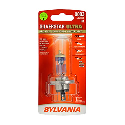 SYLVANIA - 9003 SilverStar Ultra - High Performance Halogen Headlight Bulb, High Beam, Low Beam and Fog Replacement Bulb, Brightest Downroad with Whiter Light, Tri-Band Technology (Contains 1 Bulb)