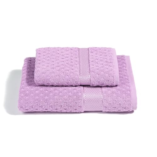 Caleffi – Juego de Toallas Baño 100% Algodón – Set 2 Piezas: 1 Toalla Lavabo 50x100 cm + 1 Toalla Invitado 40x60 cm – Suaves, Absorbentes y Lavables - Toallas Baño Completo - Ducha