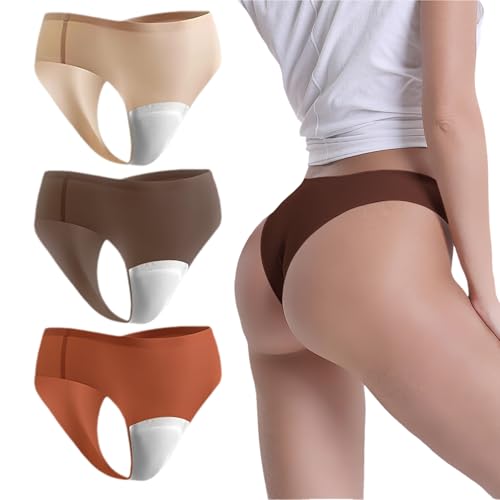 Listado de Costura de ropa interior . 50 Paquete de 6 tanga de entrenamiento con puntera de camello para mujer, cintura baja, sin costuras, tanga sin costuras, ropa interior correctora, 3 PAQUETES, M