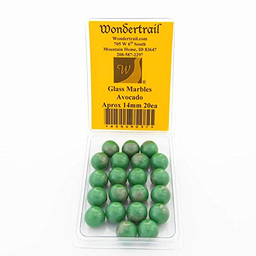 Wondertrail WONGM037 Avocado Marbels 14mm Glass Marbles Pack of 20