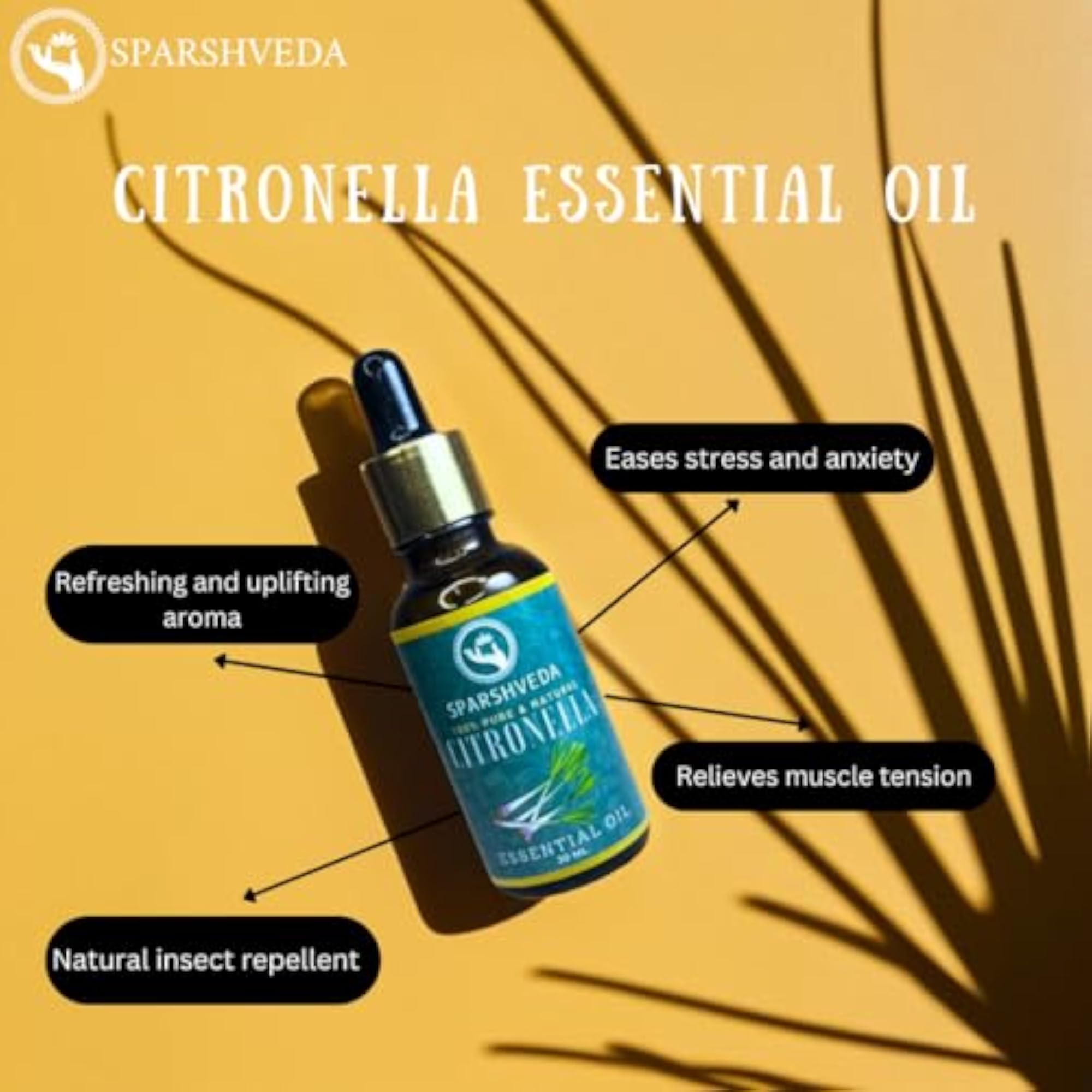 SparshVeda Citronella Essential Oil - Natural Insect Repellent