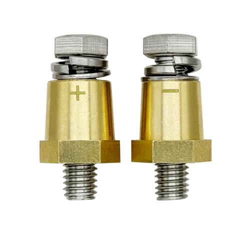 Ampper Postes de carregamento de terminal de bateria de latão de 3/20.3 cm-16, adaptador de poste de bateria (+/-) com parafusos sólidos de 3/20.3 cm como pinos machos direto para a bateria, pacote