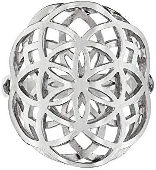 Dabble Seed of Life Ring Sterling Silver 925 Sacred Geometry Flower of Life Yoga Jewelry