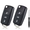 Betterher 2pcs Replacement folding car 3-Button key housing shell with blade key compatible for VW Volkswagen Golf Mk6 T1iguan Skoda Octavia Polo Passat CC SEAT