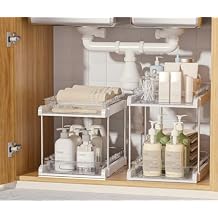 EVERIE 2-Tier Pull Out Under Sink Organizers for Kitchen, Bathroom, Pantry, Counter Top Or Cabinet Organizer, Pack of 2