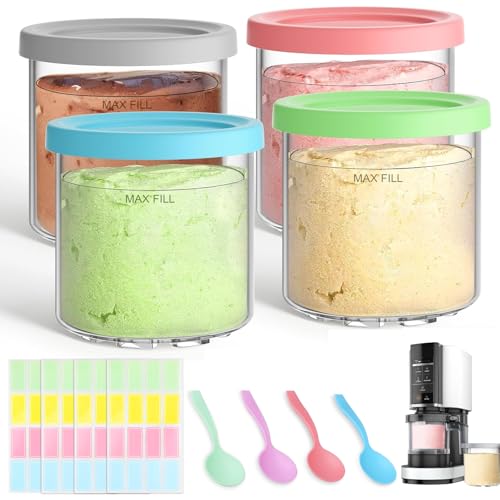 Image of Replacement for 4 Pack Ninja 16OZ Creami Pints Compatible with Ninja Ice Cream Maker NC301 NC300 NC299AMZ Series,BPA-Free & Dishwasher Safe,Reusable Insulated