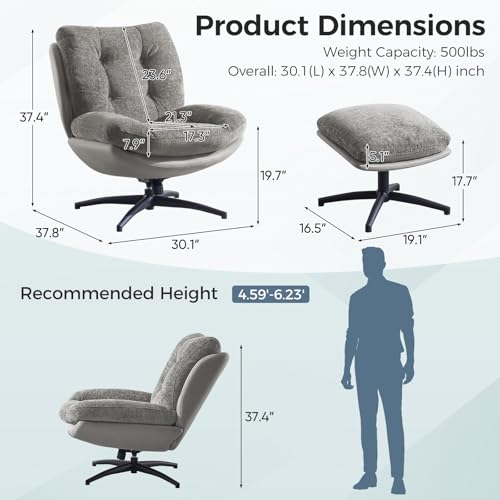 Sillón Recliner Plegable Chenille Gris miniatura 2