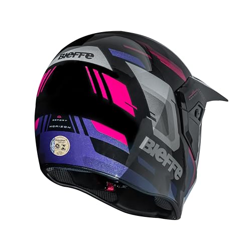 Bieffe Capacete Moto Enduro Fechado 3 Sport Horizon Preto/Rosa 58