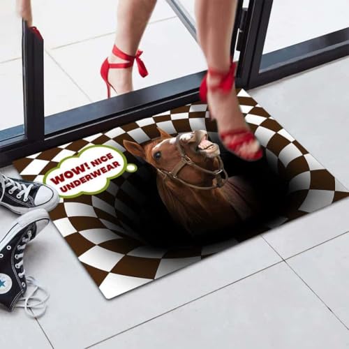 ���փ}�b�g �ʔ����n�A�������f�G�ȉ����ō� 50×80cm doormat Funny Horse, Wow Nice Underwear Best