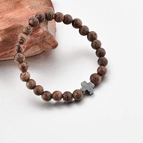 Christian Prayer Beads Bracelet – Wooden Beads & Cross – Multiple Sizes!4