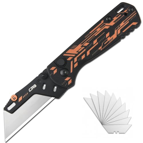 Image of CJRB Boxer EDC Folding Utility Knife, Small Pocket Knife with G10 Handle, Includes 10PCS Total Blades(J1967 Mech Black)
