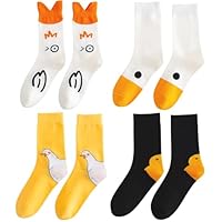 ONEPEACE Goose Duck Printed Socks, Unisex Goose Head Socks Funny Cute Animal Novely Crew Socks Christmas Gifts for Women Men Costume Party 4 Pairs