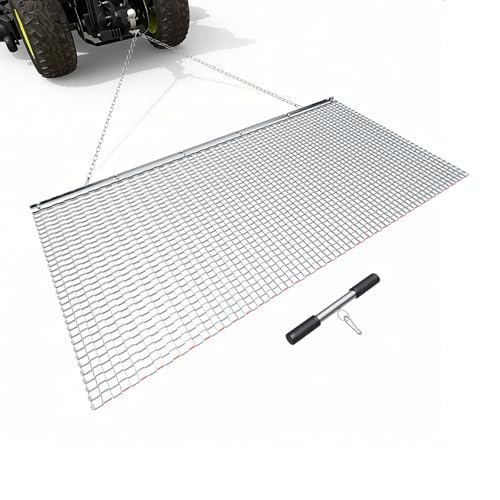 vevor erpice a catena per prato a traino in acciaio zincato 183x91,4 cm, erpice a catena trainato rete livellatrice per campi, rete in metallo compatibile per trattori atv tosaerba da giardino