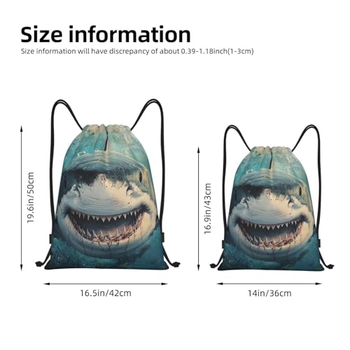Drawstring Backpack Sports Gym Bags Draw String Bag for Women Men Ocean Shark Drawstring Bags Sackpack2