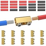 GKG 10PCS 16-8 AWG Gauge Wire Connectors Nut Kit - 60A Brass Wiring Connection Terminals with Heat Shrink Butt, M4 Screws and Wrench, No-Crimp Wire Connector for Automotive Marine Solar Industrial