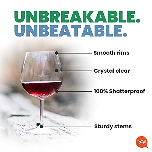 Unbreakable Red Wine Glasses With Stem 22Oz Set Of 2, Shatterproof Tritan Plastic Stemmed Outdoor Glasses, Reusable & Dishwasher Safe, Hot Tub, Travel, Camping, Beach & Pool Wine Glasses #TOP4