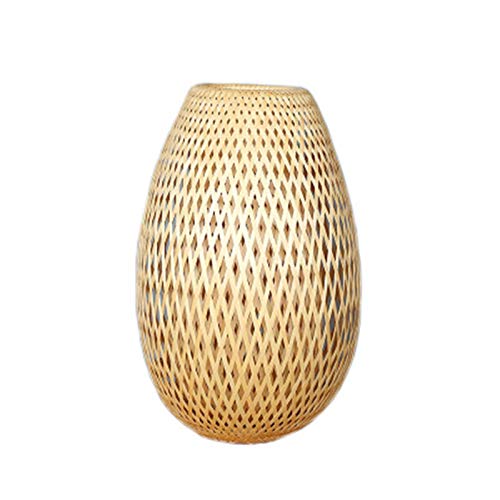 Abat-jour en bambou tressé main de 23x27cm au design rotin naturel pour suspension salon de qualité