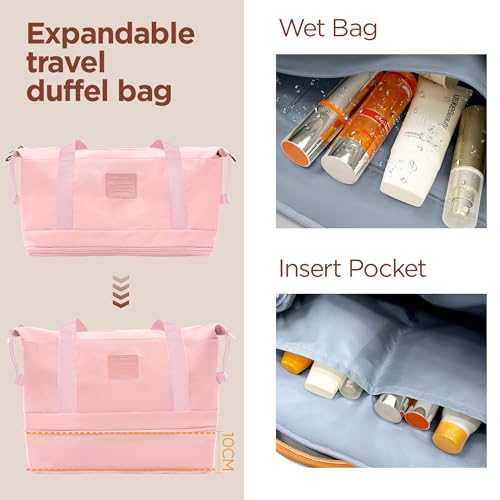 Image of SHOWKOO Suitcase Hardside Expandable Luggage Set, Suitcase with Double Spinner Wheels TSA Lock 3 Piece Set Pink (DB /TB /28in)