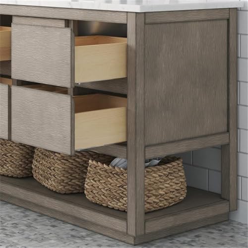 Water Creation Oakman 48\" Single Sink Top Wood Bath Vanity in Gray Oak/White - Thumbnail 5
