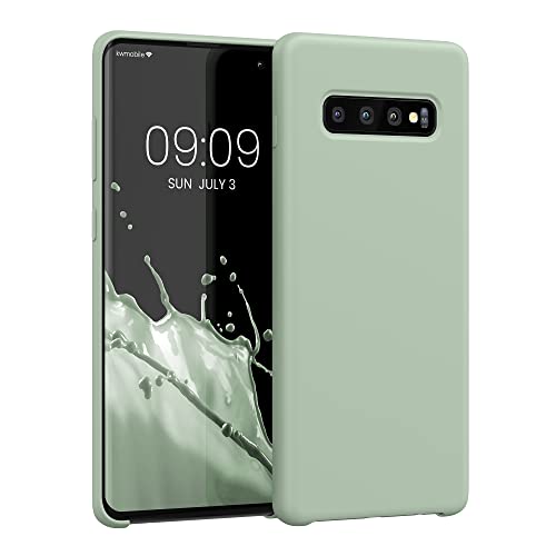 kwmobile Carcasa Compatible con Samsung Galaxy S10 Plus / S10+ Funda - Case TPU y Silicona antigolpes - Apto Carga inalámbrica - Gris Verdoso