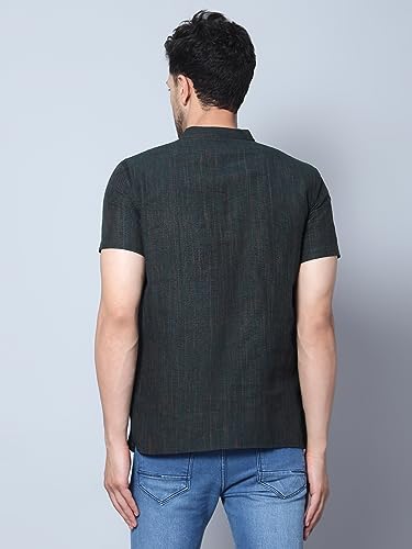 Image of LATEST CHIKAN Men's Cotton Regular Casual Strped Short Kurta Half Sleeves - (SK-LJ.DS.AS)
