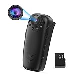 QZT Bodycam Polizia,Mini Telecamera HD 1080P Videocamere di Sorveglianza da 32 GB, Visione Notturna con Rilevamento del Movimento, Adatta per Registrazione per Bici da Esterno per Interni