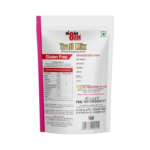 Image of 8:00 AM Gluten Free Trail Super Foods Mix, Made With Nutritious Ingredient, Healthy And Tasty Snack, Rich Source of Zinc, Potassium And Iron, 200 G