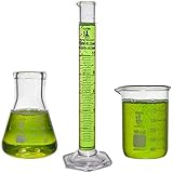 Science Measuring Set (Small) - 3 Pieces - 50ml Beaker, 50ml Flask and 10ml Cylinder - Karter Scientific 215M2