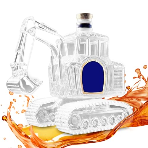 Decantador De Bourbon - Botella Decantadora De Whisky Con Forma De Excavadora,Recipiente De Vidrio Tarro Estatua Artística Para Bar Cumpleaños De Papá Cena Boda Regalo Para Hombre Fiesta Colección