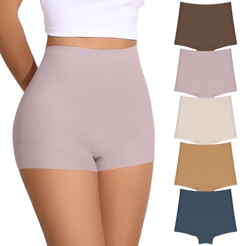 Image of FallSweet No Show Boy Shorts Underwear for Women Seamless Panties Boxer Briefs Pack