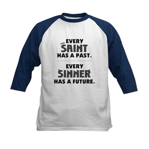 CafePress Every Saint Kids Baseball Jersey Kids Cotton Baseball Jersey, 3/4 Raglan Sleeve Shirt Navy/White