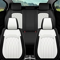 5 Seats PVC Seat Covers Full Set Faux Leather & Fabric Seat P - View #8