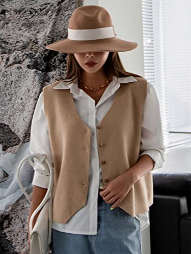 Verdusa Women's Sleeveless Button Front Old Money Knit Sweater Vest4