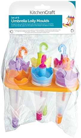 KitchenCraft Ice Lolly Mould with 6 Reusable Umbrella Style Sticks, Plastic, Multi Colour