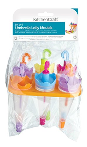 KitchenCraft Ice Lolly Mould with 6 Reusable Umbrella Style Sticks, Plastic, Multi Colour - Image 4