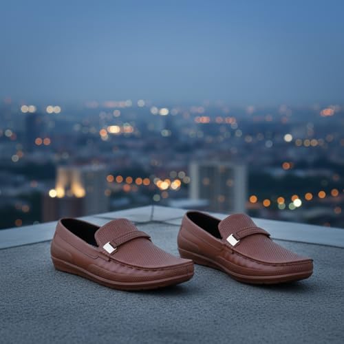 Image of AJANTA Men's Slip-on PVC Loafer | Waterproof & Rain Shoes| Slip Resistant Flexible Outsole | Lightweight Formal Moccasins for Office & Party