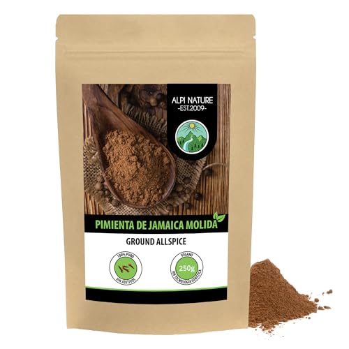 Pimienta de Jamaica molida (250g), granos de pimienta de Jamaica molida 100% natural, pimienta de Jamaica en polvo natural, pimienta de Jamaica sin aditivos, vegano